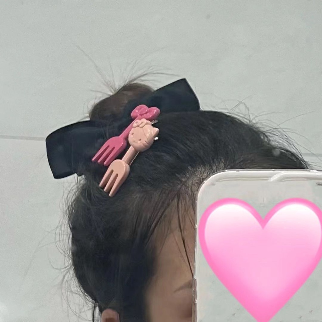 Dễ thương ktcat bowknot nĩa kẹp tóc ins cô gái ngọt ngào Lưu Hải kẹp tinh tế ngày hệ trăm đáp sinh viên mũ