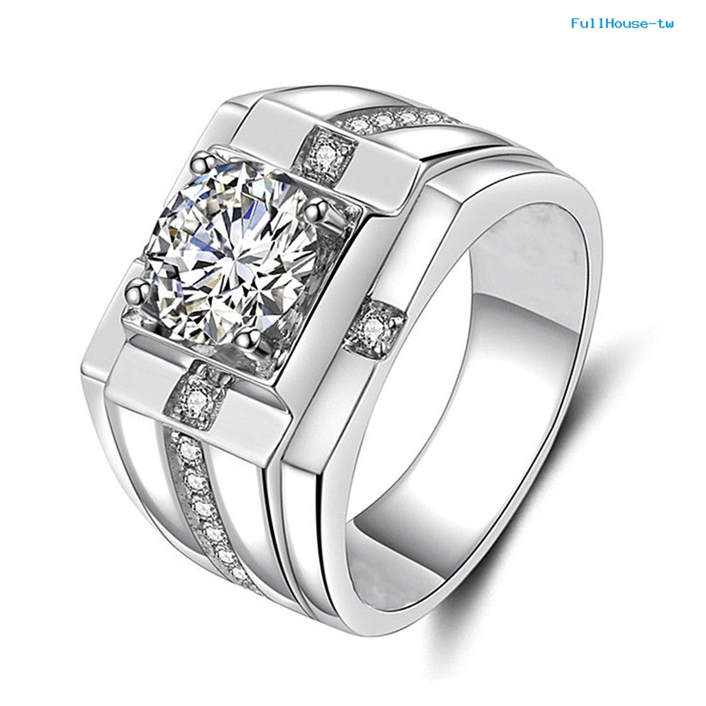 Nhẫn Mạ Điện Đính Đá zircon Lấp Lánh Thời Trang Cho Nam