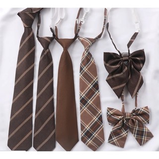 Cà Vạt Nhỏ Màu Nâu Phong Cách Nhật Bản Cổ Điển Cho Nữ