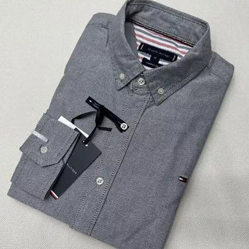 ❤❤❤❤tommy hilfiger long sleeve solid color classic brand shirt men's casual fashion all-match handsome shirt