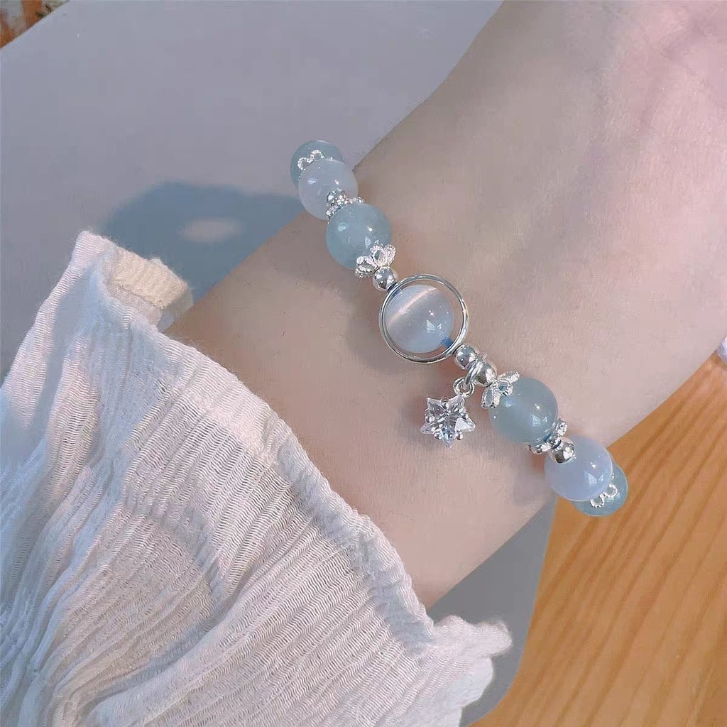 Aquamarine Vòng Đeo Tay Hoa Oải Hương Đính Chuông Sang Trọng Cho Nữ