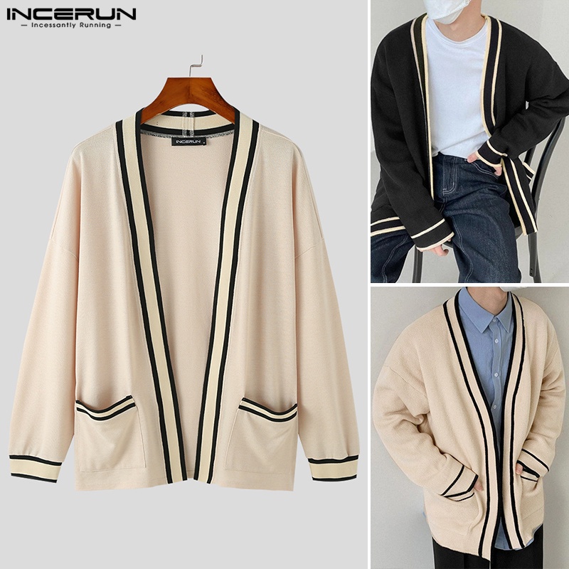 INCERUN Áo Khoác cardigan Dệt Kim Thời Trang Cho Nam