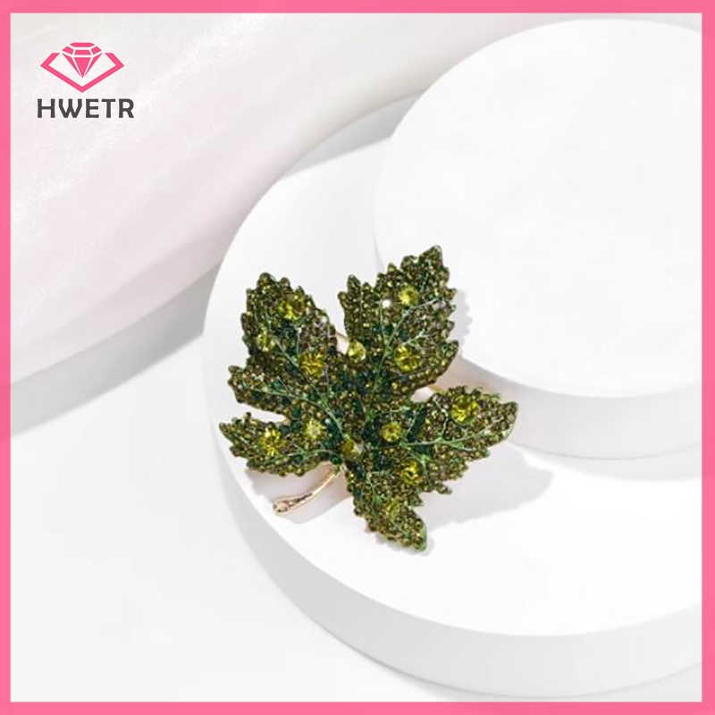 Ghim Cài Áo Hình Lá Phong Đính Đá Thời Trang Cho Nam Nữ Mới