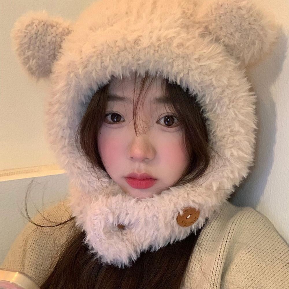 Avalentine Mũ beanie Trùm Đầu Giữ Ấm Tai Gấu Hoạt Hình Dễ Phối Đồ Thời Trang Mùa Đông Dành Cho Nữ / Bé Gái
