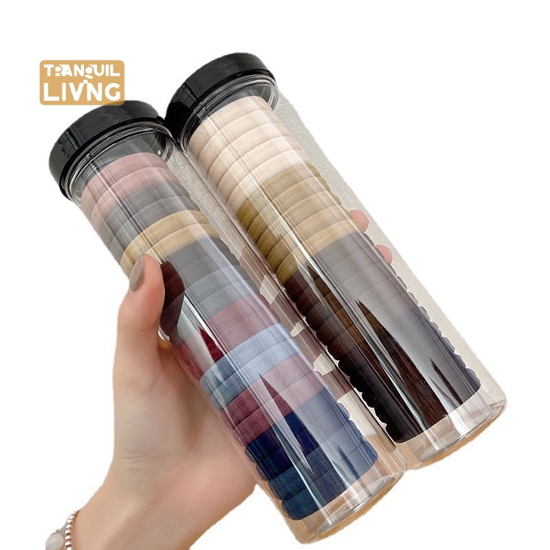 Hộp 20 Dây Buộc Tóc Màu Trơn Đơn Giản Co Giãn Tốt Kèm Giá Đỡ