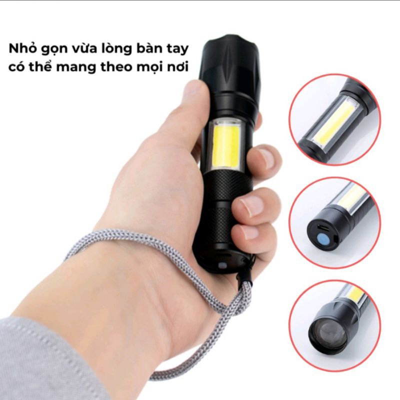 Đèn pin cầm tay mini siêu sáng police,đèn pin led siêu nhỏ gọn có hộp
