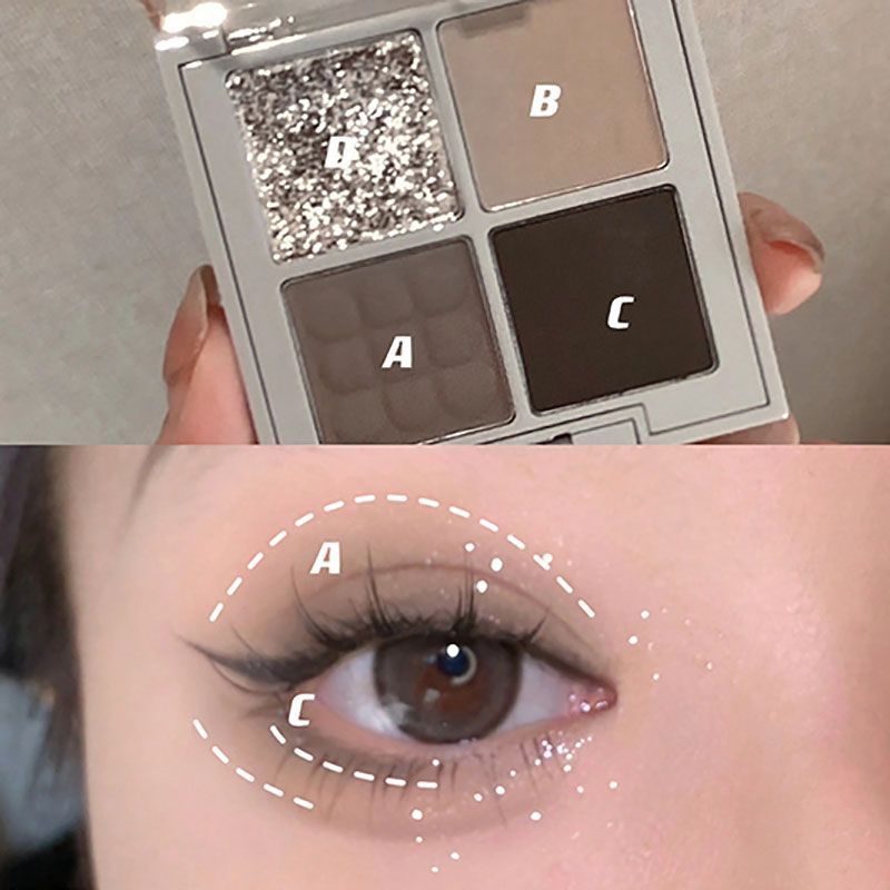 Bảng Phấn Mắt Bốn Màu Khói Phong Cách Mới 2023 Màu Đất / Màu Lì / Màu Trắng Hàng Ngày soaking olive Dễ Sử Dụng