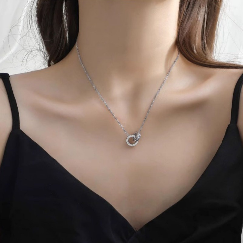 Dây Chuyền Dài Hai Lớp Mặt Nhẫn Phong Cách Hàn Quốc Cho Nữ