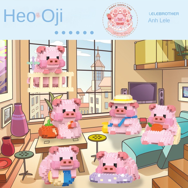 Đồ Chơi Khối Lắp Ráp Hình Chú Heo Xinh Xắn