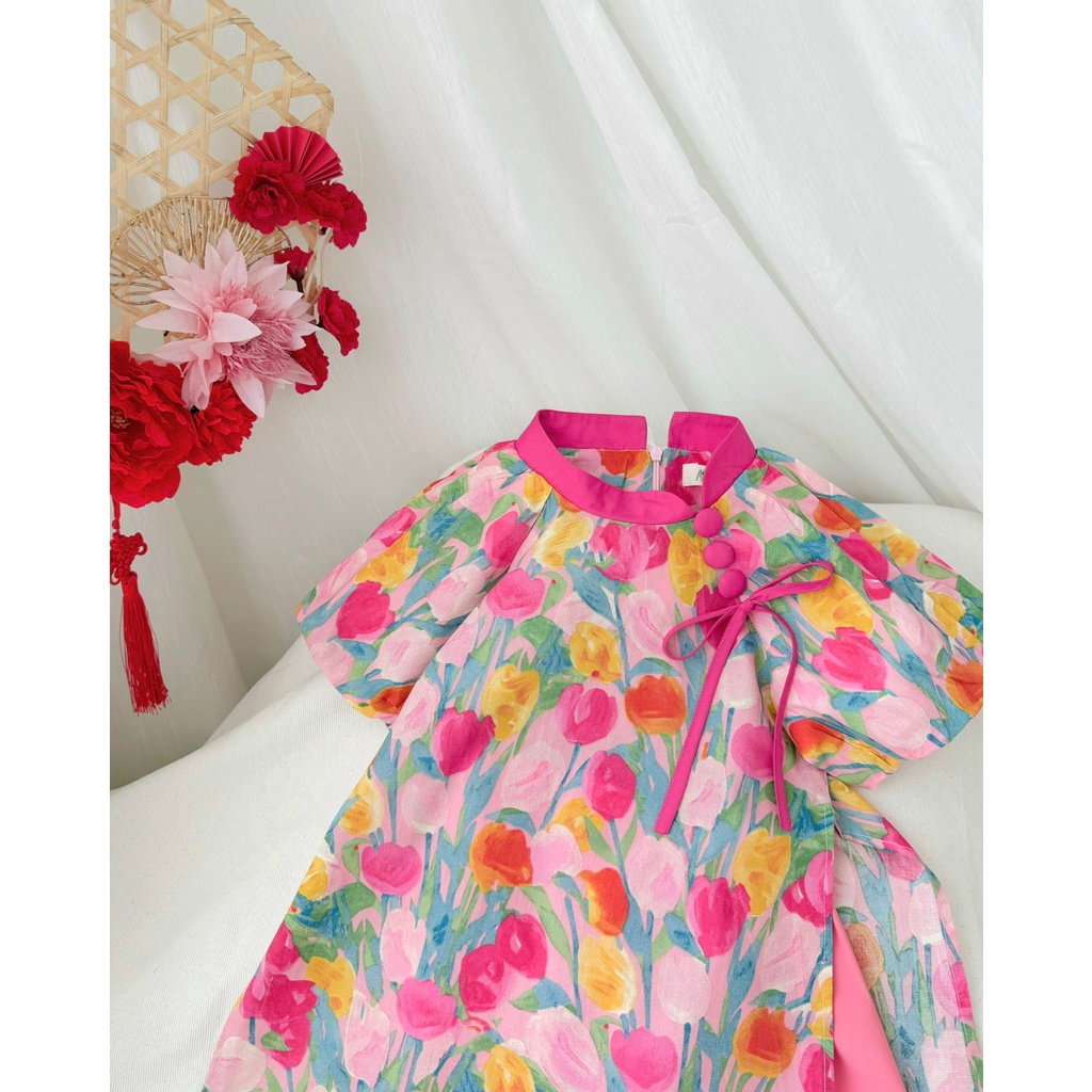 Bộ áo dài hoa ZUNKIDS