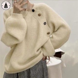 Áo len phong cách lười biếng nữ nút chéo phong cách rừng cổ điển áo len chui đầu nữ hàng đầu