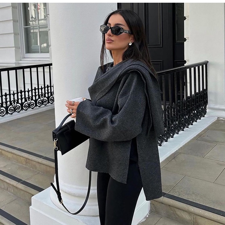 Zara Áo Khoác Dệt Kim Phối Nút Thời Trang Thu Đông 23 Màu Xinh Xắn2756100