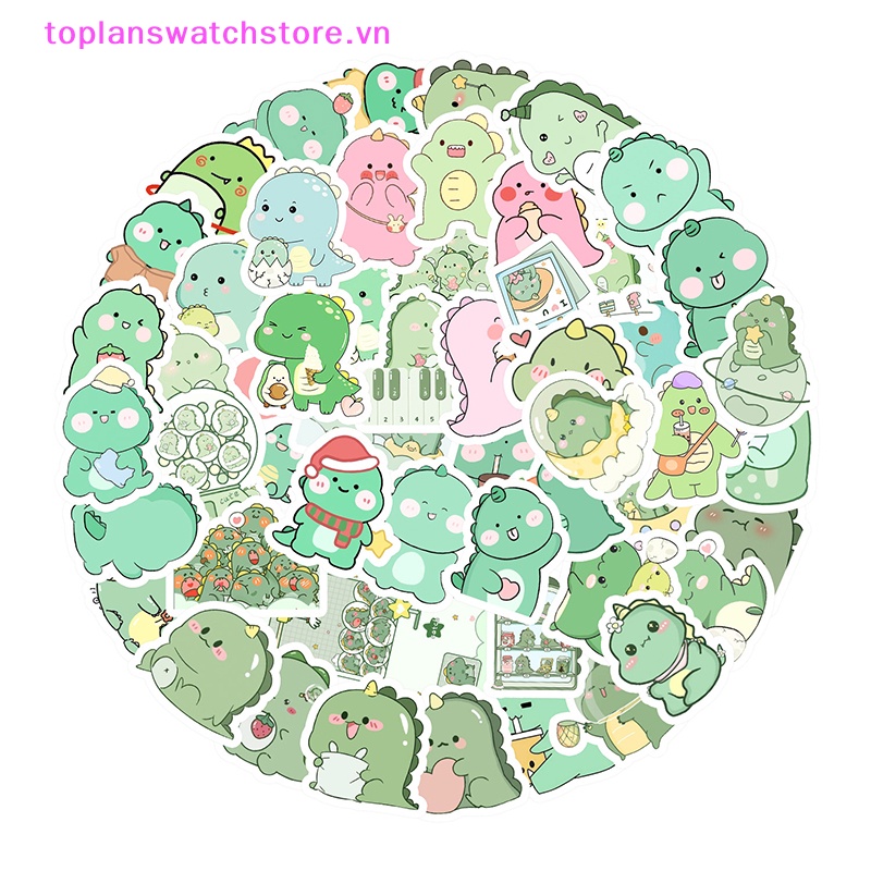 Set 50 sticker Chống Thấm Nước Hình Khủng Long Dễ Thương Dùng Để Trang Trí laptop / Điện Thoại / Ván Trượt vn