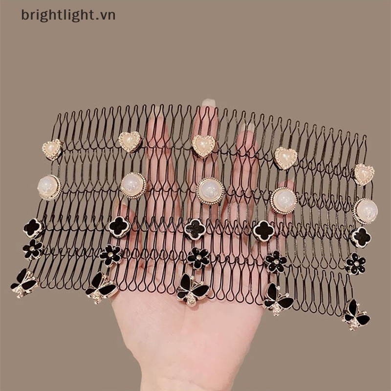 Lược Cài Tóc Nhựa Hình Hoa Đính Ngọc Trai Phong Cách vintage Cho Nữ