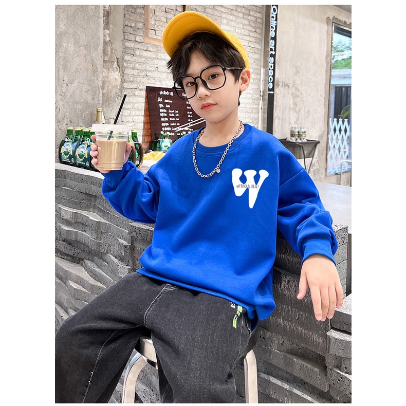 【YAOEENH】Áo Sweater Lông Cừu Cổ Tròn Dáng Rộng In Chữ Thời Trang Thu Đông Cho Bé Trai 110-170cm