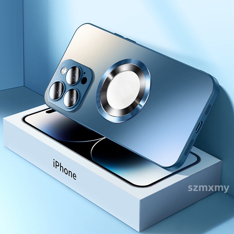 Ag Ốp Điện Thoại Mặt Kính Nhám Từ Tính Chống Dấu Vân Tay Cho iphone 15 14 13 12 pro max