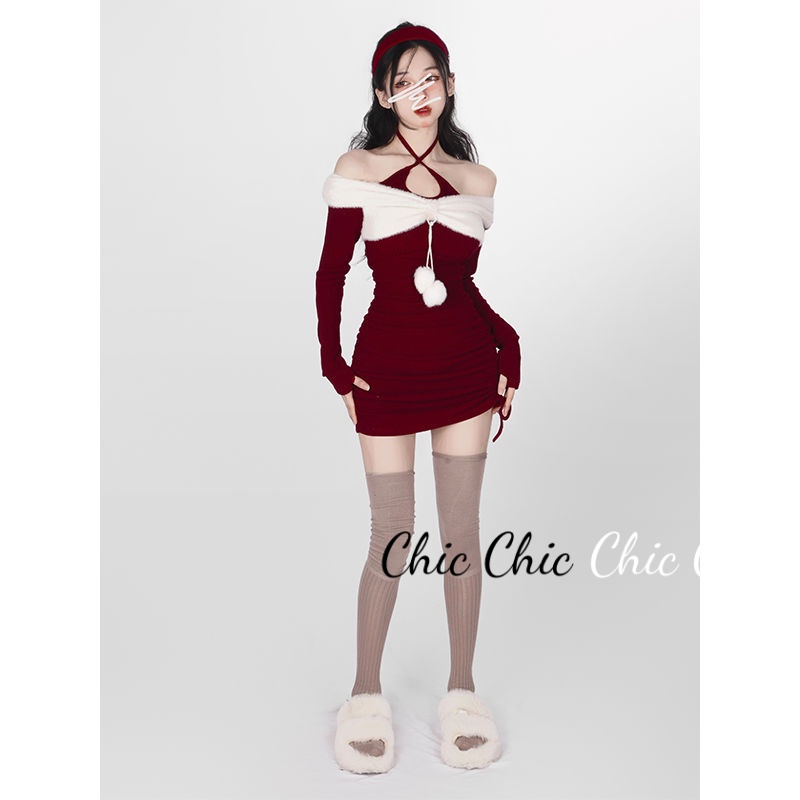 Chic Chic váy nữ Đầm noel Body Cho thời váy Korean phổ biến Comfortable Cổ điển WLQ23B018K 44Z231102