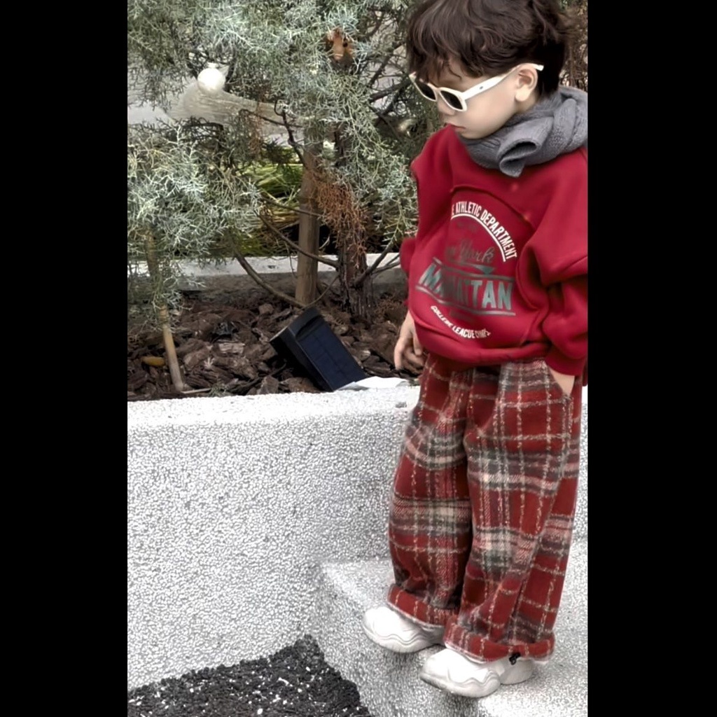 Áo Nỉ Dài Tay + Quần Dài Họa Tiết Giáng Sinh Thời Trang Mùa Đông Phong Cách Mới Cho Bé Trai Và Bé Gái