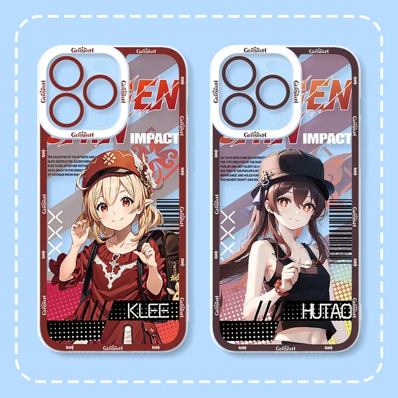 Ốp lưng iphone cạnh vuông Genshin Impact Klee Hutao Cute 8plus/x/xs/11/12/pro/max/plus/promax