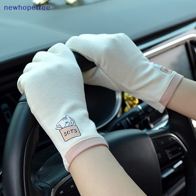 Găng Tay cotton Mỏng Thoáng Khí Chống Tia Cực Tím Màn Hình Cảm Ứng Không Trượt Thích Hợp Lái Xe Cho Nữ