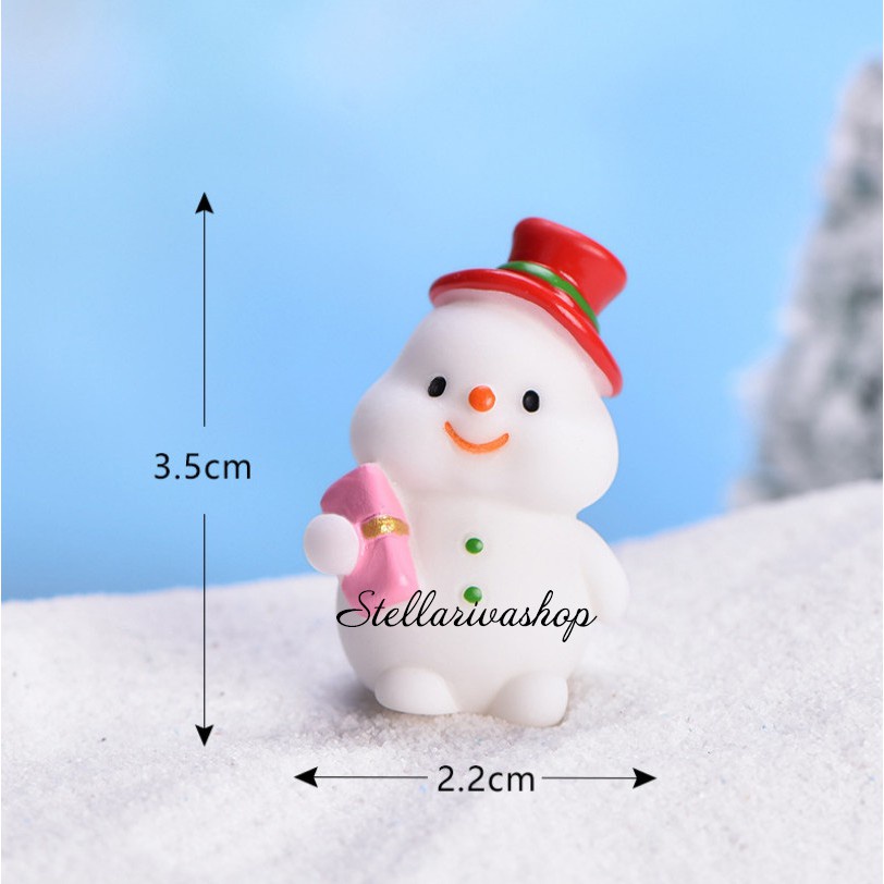 Mô hình ông già noel, người tuyết dễ thương trang trí bàn học giáng sinh, terrarium noel