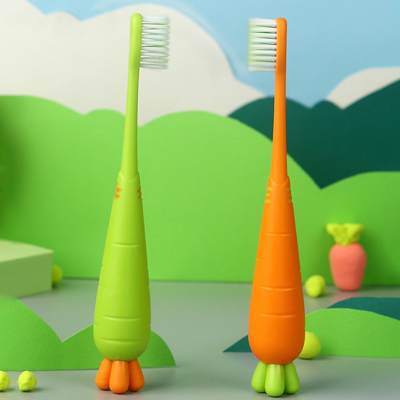 Bàn Chải Đánh Răng Lông Siêu Mềm Hình Củ Cà Rốt Hoạt Hình Cho Bé 2-8 Tuổi - HSU