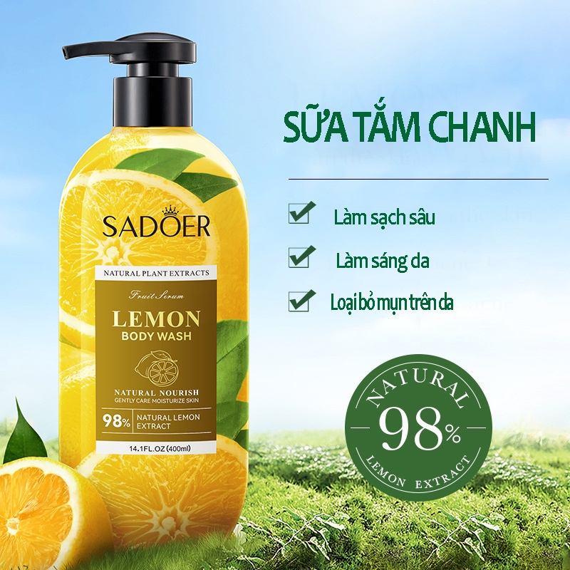 Sữa Tắm Trắng Da Làm Sạch Sâu Sữa Tắm Tẩy Da Chết  Body Wash SADOER, Giúp Làm Chậm Lão Hóa, Tái Tạo Tế Bào Da Giữ Ẩm S15