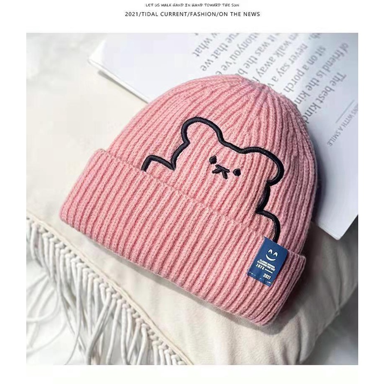 Mũ Len Giữ Ấm Mùa Đông In Họa Tiết Hoạt Hình Dễ Thương Cho Mẹ Và Bé