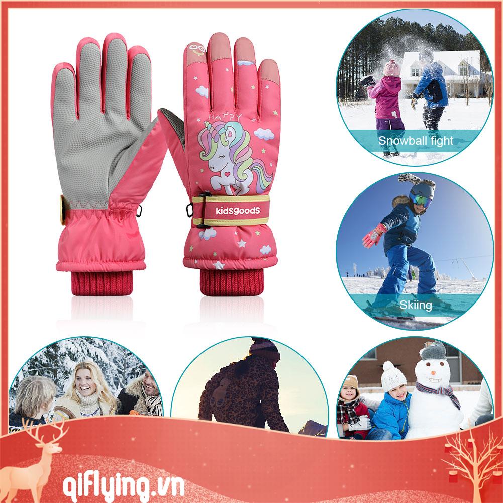 Găng Tay Phủ Toàn Ngón Chống Trượt Họa Tiết Hoạt Hình Cho Trẻ Em Đi Bộ Đường Dài Mùa Đông