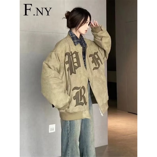 Áo Khoác Bóng Chày Da Lộn Dáng Rộng Thêu Họa Tiết Phong Cách Mỹ Cổ Điển Thời Trang Xuân Thu Cho Nam