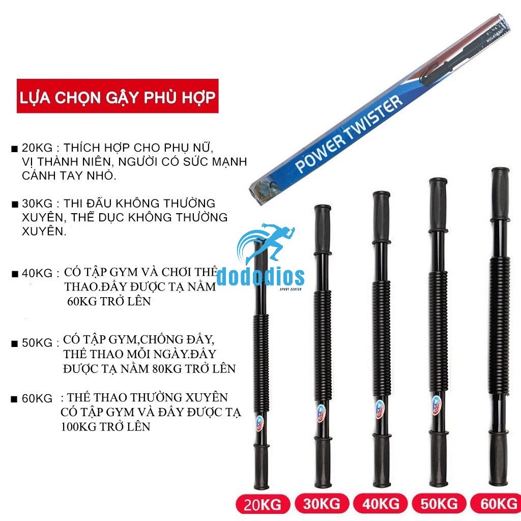 Gậy Bẻ Tập Cơ Tay - Gậy Lò Xo Lực 5kg 10kg 20kg, 25kg, 30Kg, 40kg, 50kg, 60kg - hãng dododiosTặng ô tô