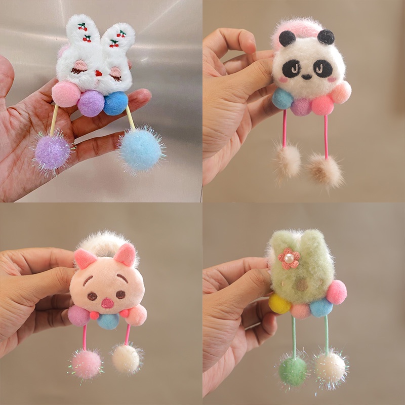 Dây Cột Tóc Đuôi Thỏ Nhồi Bông Dễ Thương Cho Bé Gái