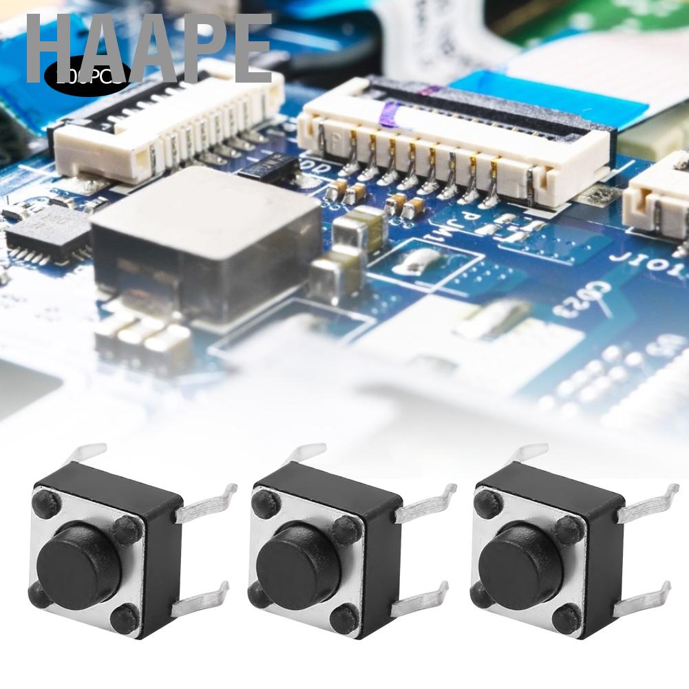 Haape 100pcs Momentary Tactile Push Button Switch Mini Tact Accessory 6x6x4.3mm