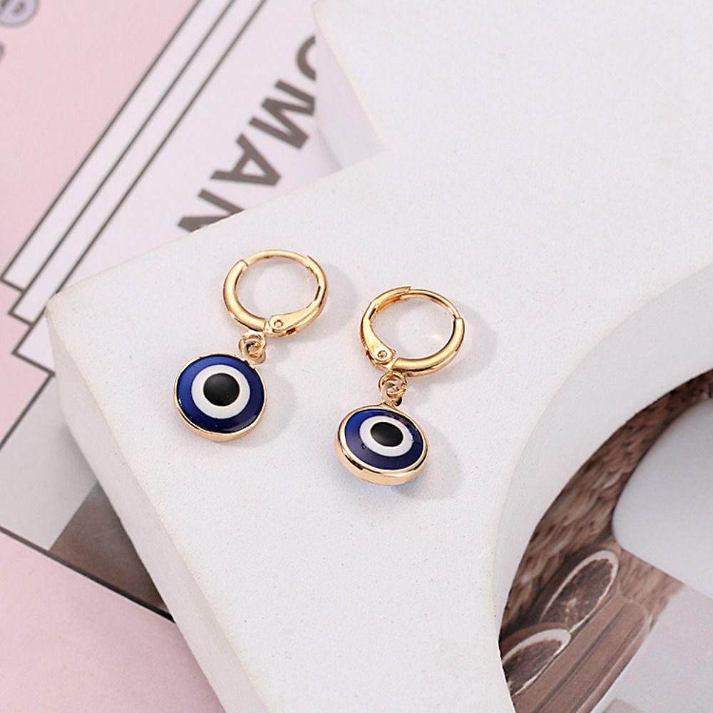 Bliss Khuyên Tai Tròn Hình Mắt Quỷ May Mắn Bằng Bạc Cá Tính unisex