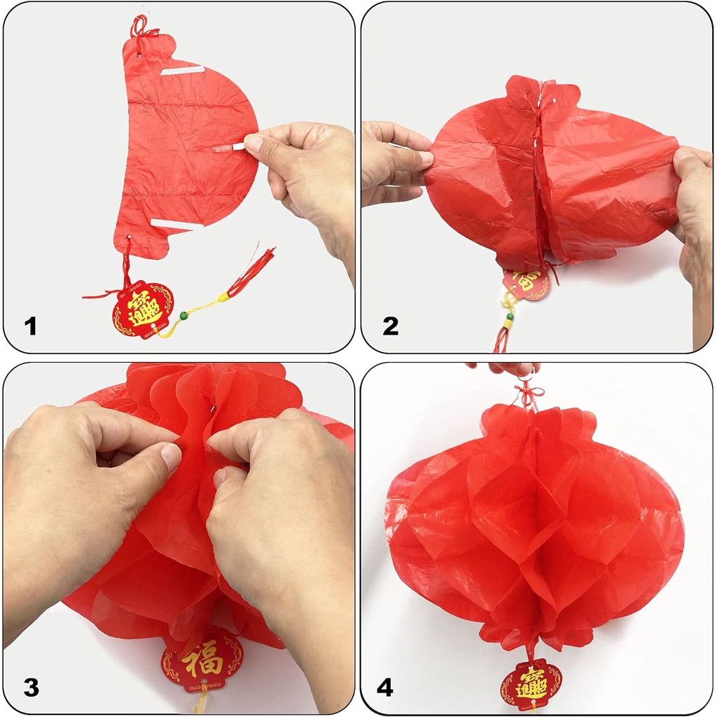 Set 10 Lồng Đèn Trung Hoa Màu Đỏ Trang Trí Lễ Hội / Năm Mới / Lễ Hội / Đám Cưới / Nhà Hàng