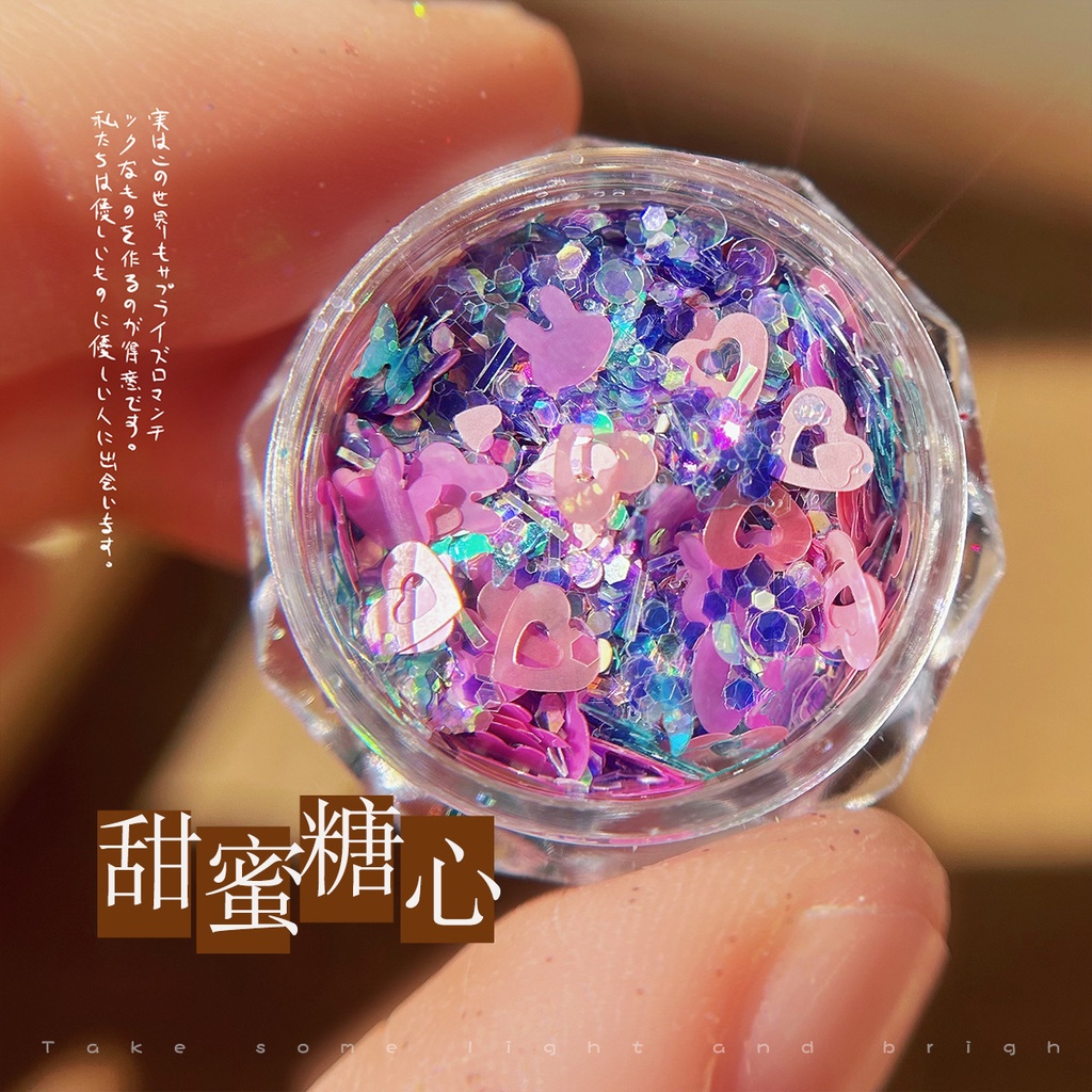 Miếng Dán Trang Trí Móng Tay Hình Bát Giác / Thỏ / Ngôi Sao Đính Sequin Lấp Lánh Thời Trang Thu Đông