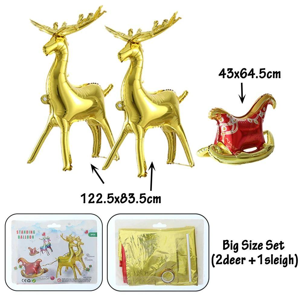 Muvako Bong Bóng Lá Vàng Hình Hươu Có Giá Đỡ Bơm Hơi Đứng Để Trang Trí Tiệc Giáng Sinh / Nhà Ở / Tiệc Tùng
