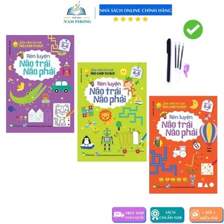 Trọn bộ 3 cuốn rèn luyện não trái não phải - sân chơi trí tuệ cho bé từ 3 - 6 tuổi - tặng kèm bộ bút bay mực