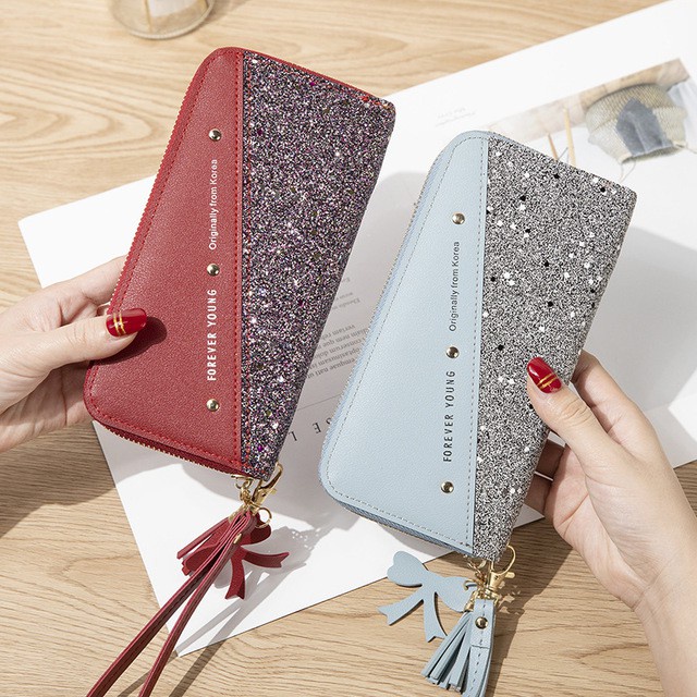 Ví nữ dài cầm tay kim tuyến FOA98IDIGO