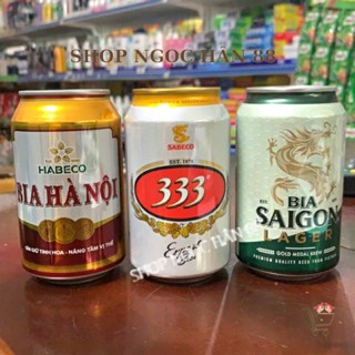 NEW 6 LON BIA 333, HÀ NỘI , SÀI GÒN LAGER 330ML (hàng chính hãng)