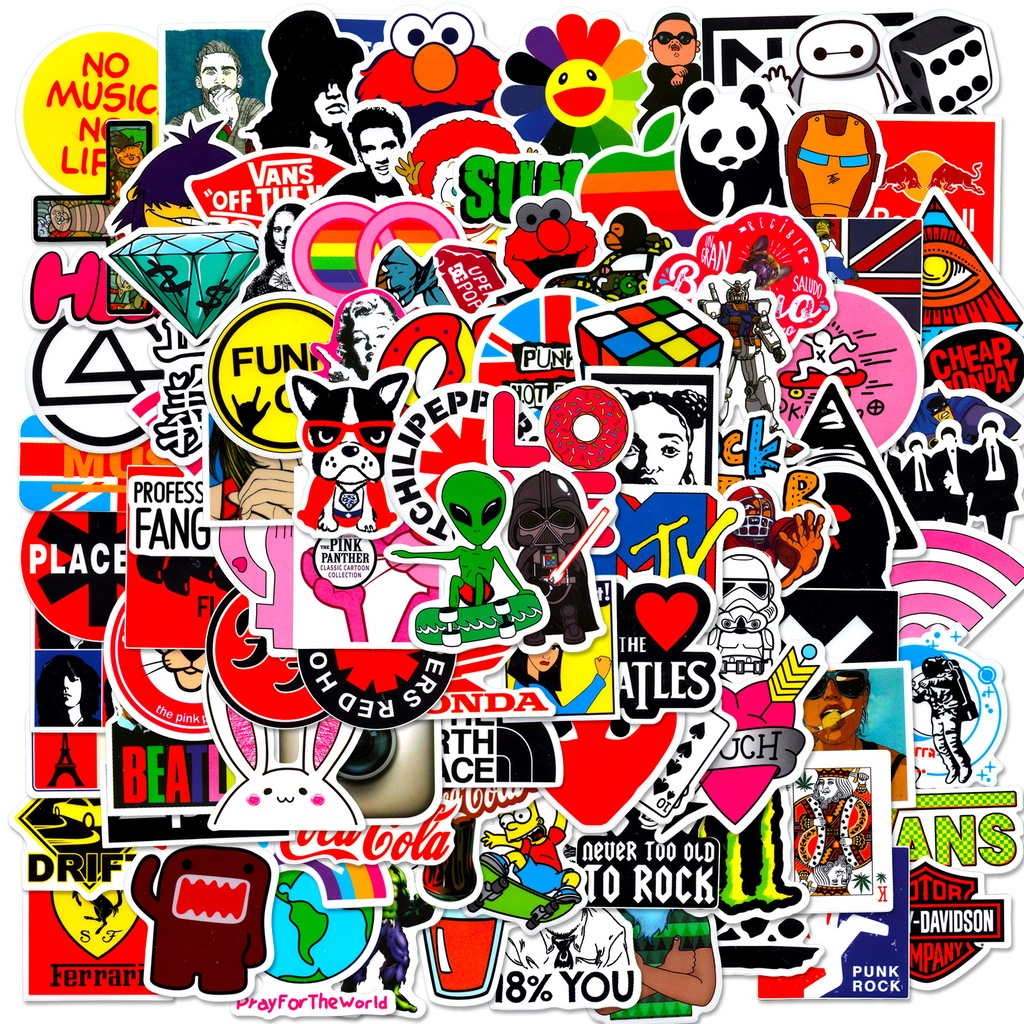 Bộ 300 / 200 / 100 / 50 Miếng Dán Chống Thấm Nước Họa Tiết graffiti Hợp Thời Trang Trang Trí Nón Bảo Hiểm