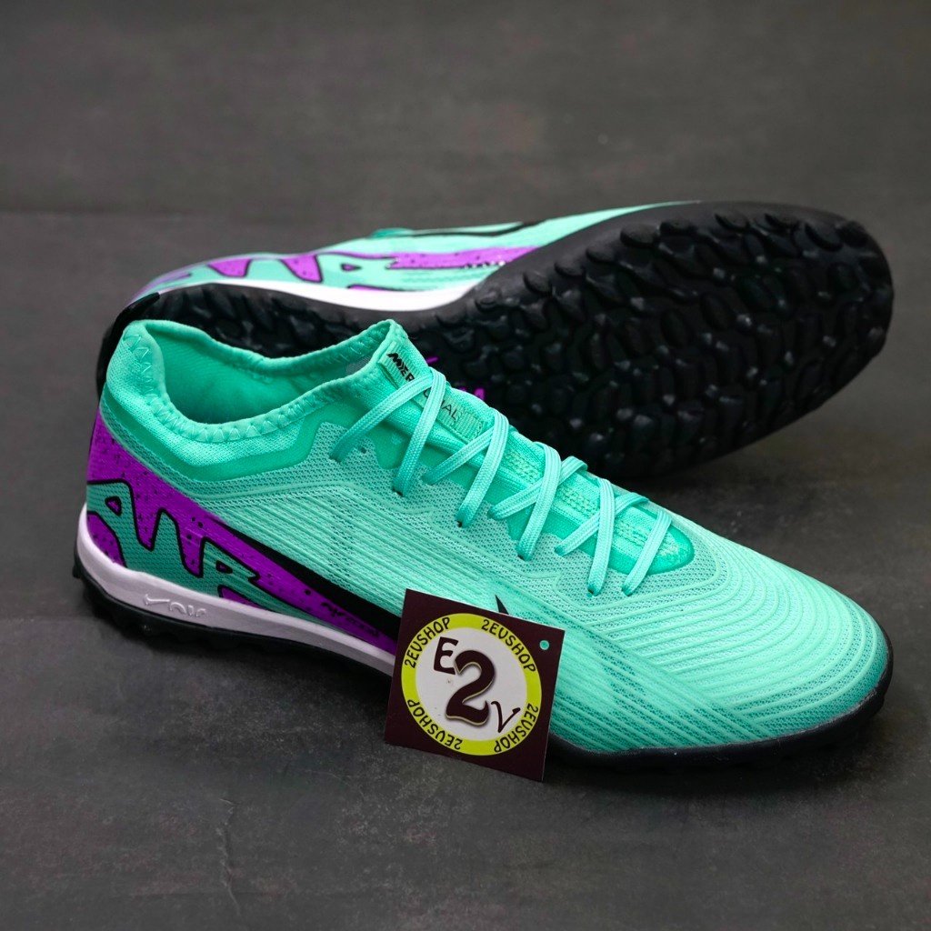 Giày bóng đá Air Zoom Mer Vapor 15 Pro Xanh Ngọc, giày đá banh cỏ nhân tạo nam đã khâu đế - 2EVSHOP