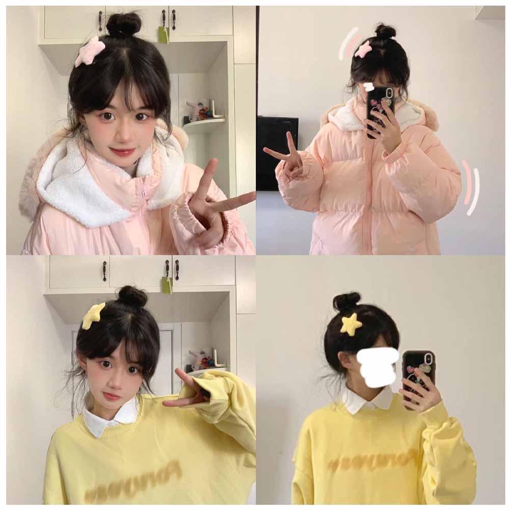 Kẹp Tóc Thời Trang Hình Ngôi Sao Lông Nhung Dễ Thương Xinh Xắn y2k u0f6