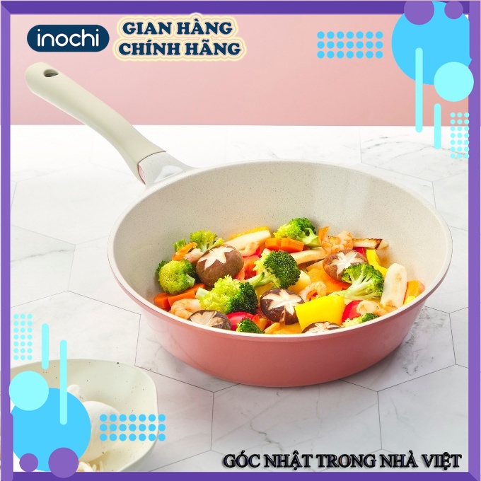 Chảo vân đá Omi Simple (chảo xào) - Chính hãng inochi - Chất liệu nhôm đúc nguyên khối cao cấp