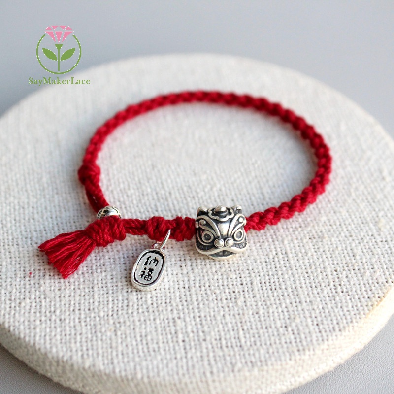 [saymakerlace] Vòng Tay Bùa May Mắn Dây Đỏ Phong Cách Cổ Điển Đơn Giản Có Thể Điều Chỉnh Được Làm Quà Tặng Trang Sức Cho Cặp Đôi