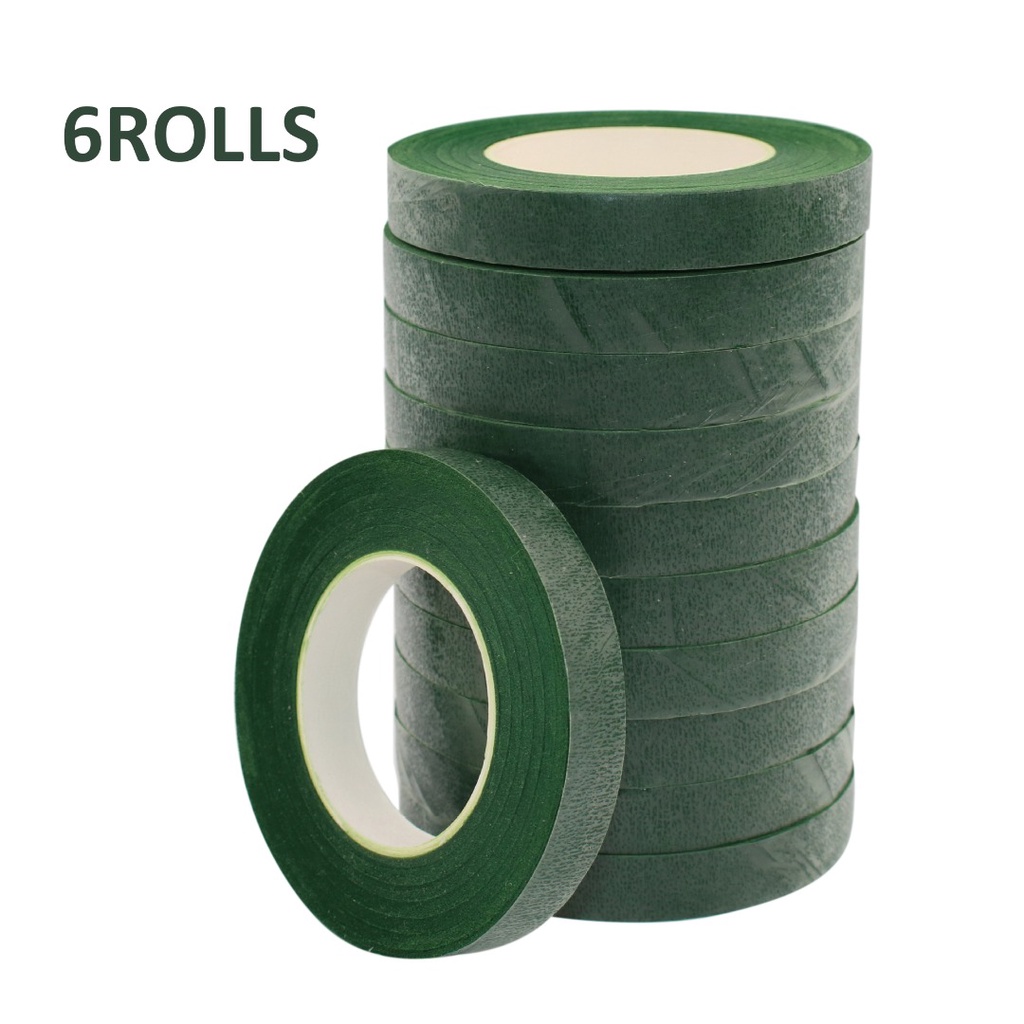 6rolls 1.2cm Wide Deep Green Paper Florist Floral Stem Wrap Tapes Craft Supplies