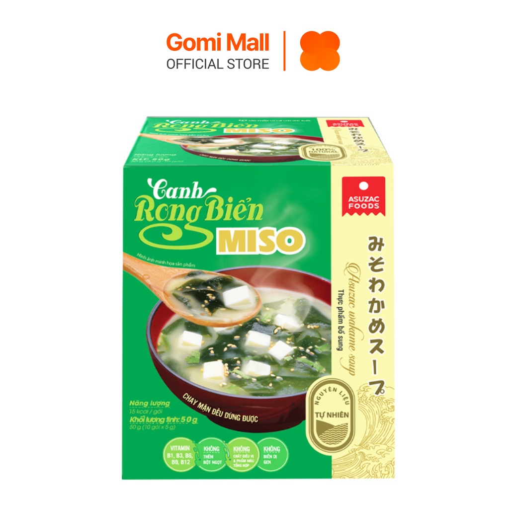 Canh Rong Biển Đậu Hủ Miso Asuzac Foods 50g (5g X 10 Gói) - Chay Mặn Đều Dùng Được Gomi Mall