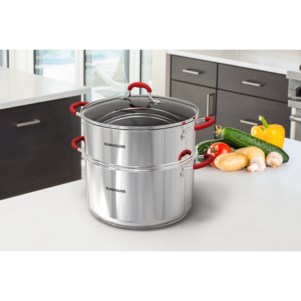 Bộ nồi xửng inox 5 đáy cao cấp SUNHOUSE SHG507-24/28  DÙNG CHO MỌI LOẠI BẾP