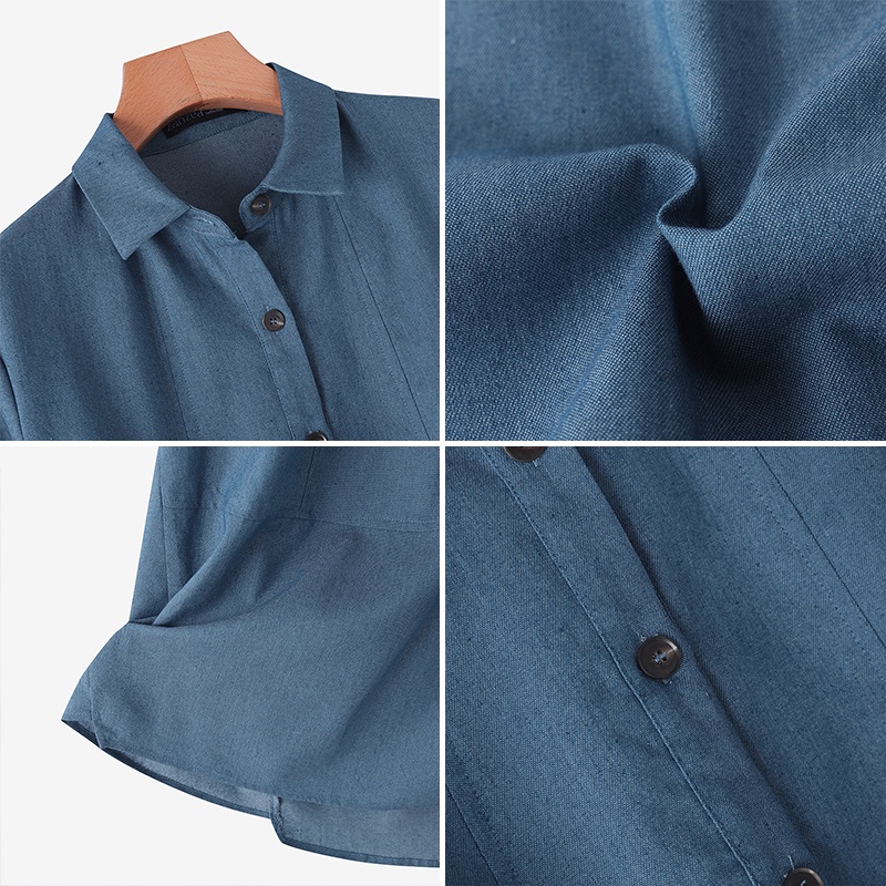 Đầm denim ZANZEA tay ngắn dáng rộng cài nút trước thời trang cho nữ | BigBuy360 - bigbuy360.vn