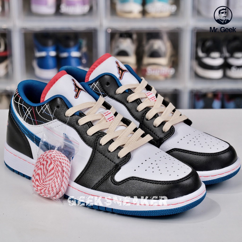 Giày Sneaker Air Jordan 1 Low ‘White Industrial Blue Siren Red’
